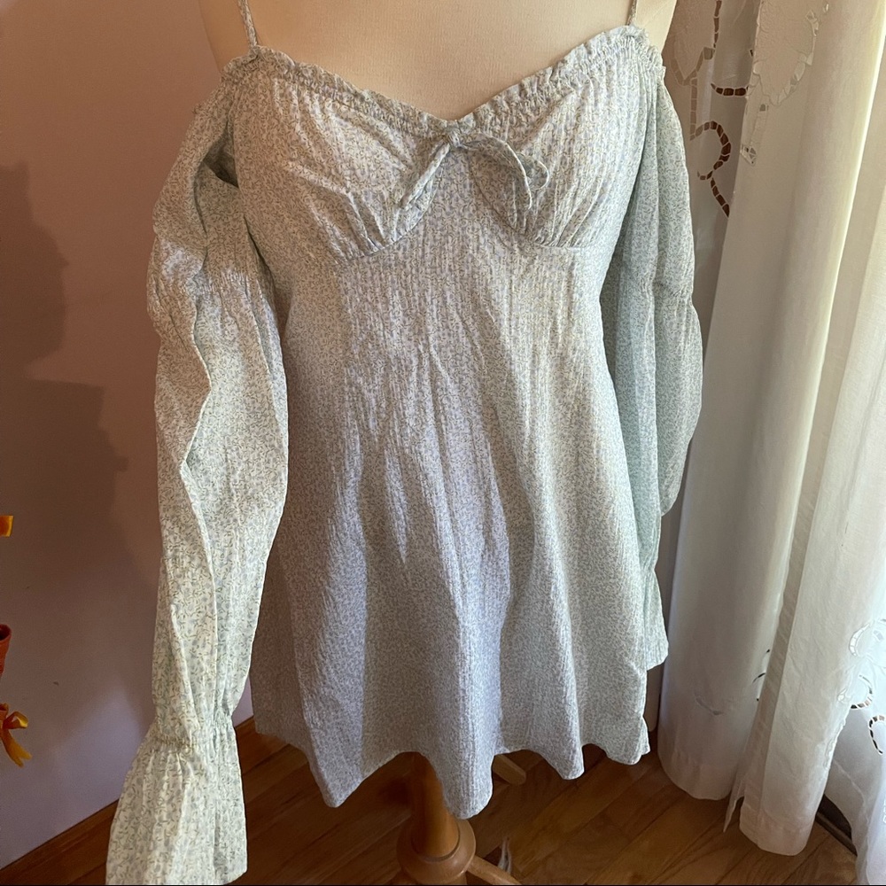 HM ditsy floral long sleeve mini dress size M
